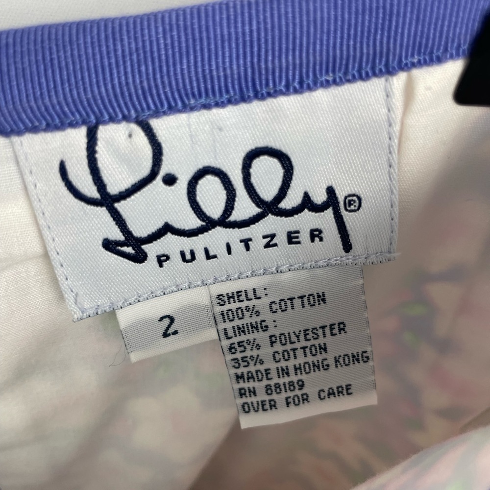 Vintage‎ Lilly Pulitzer Blue Pink Ditsy Flower 100% Cotton Mini Skirt - Picture 6 of 7
